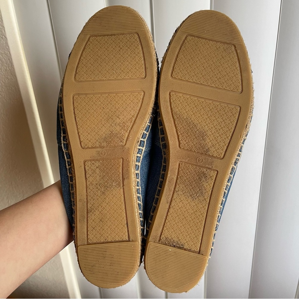 Tory Burch Color Block Espadrille Flats Denim Chambray/Navy Size 9 - Picture 10 of 16